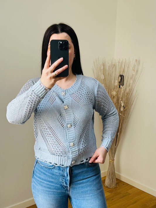 Gilet en crochet Chloé blue